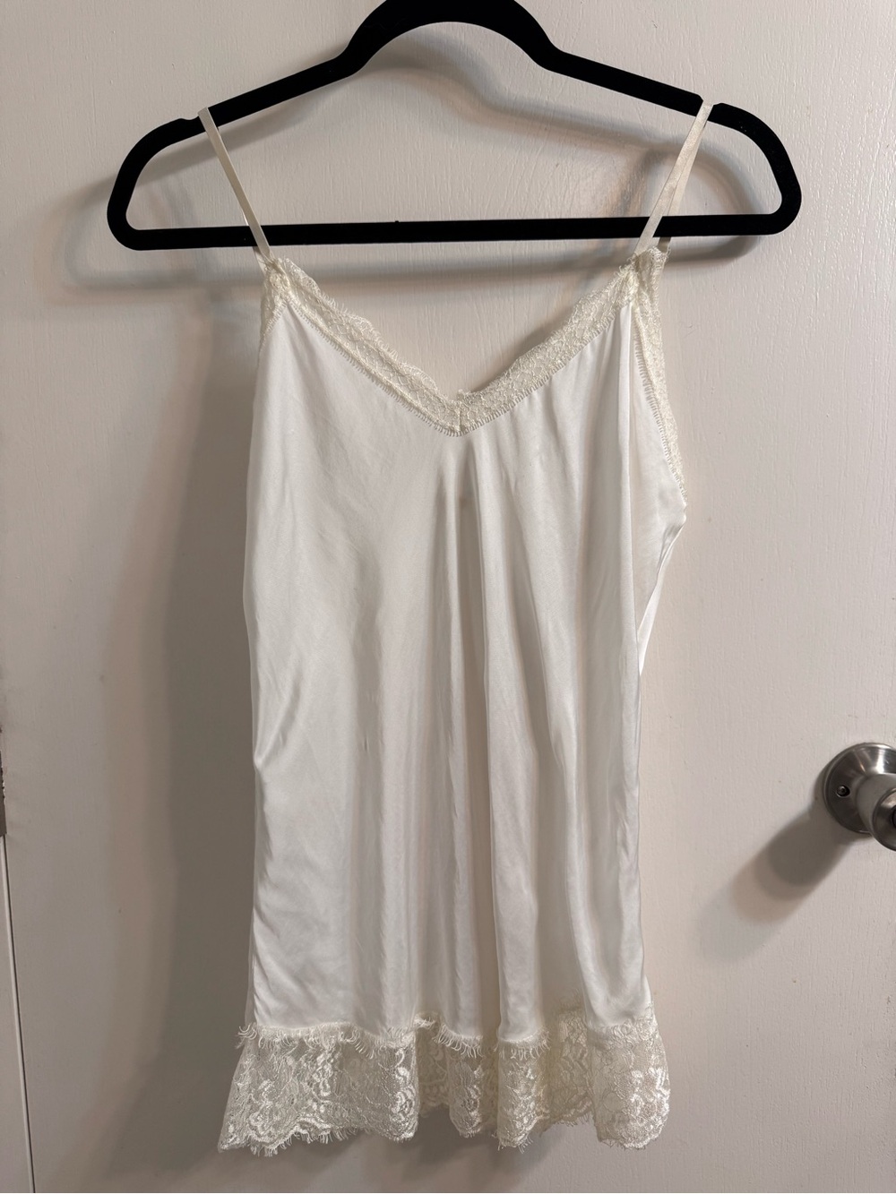 Ivory Lace-Trim Slip Camisole